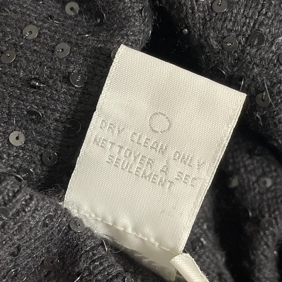 Votre Nom Sequined Silk Cashmere Turtleneck Short Sleeve Top Size Large Vintage - Picture 4 of 5